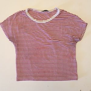 ZARA red and white striped cropped T-shirt